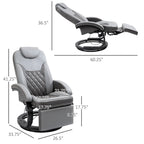 Grey PU Swivel Recliner Chair with Footrest & Headrest, for 1 Person