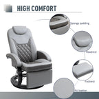 Grey PU Swivel Recliner Chair with Footrest & Headrest, for 1 Person