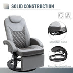 Grey PU Swivel Recliner Chair with Footrest & Headrest, for 1 Person