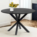 Black Round Dining Table, Pedestal Base, Seats 4