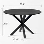 Black Round Dining Table, Pedestal Base, Seats 4