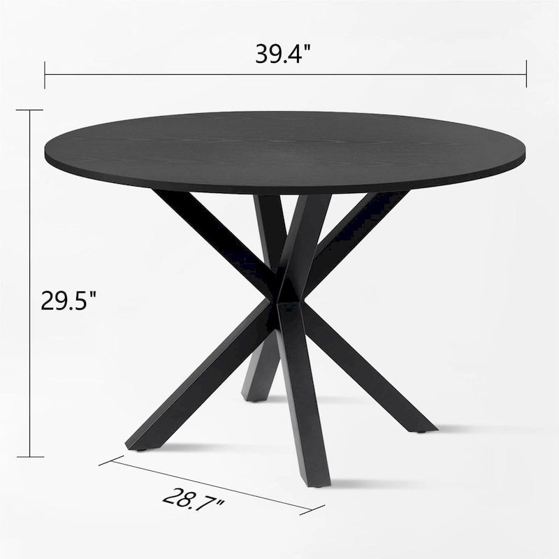 Black Round Dining Table, Pedestal Base, Seats 4