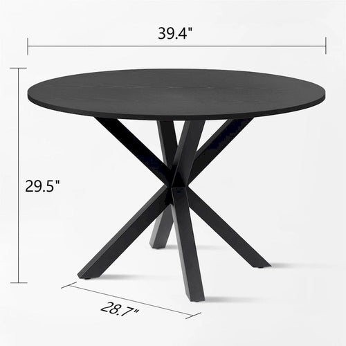 Table à manger ronde noire, pied central, 4 places