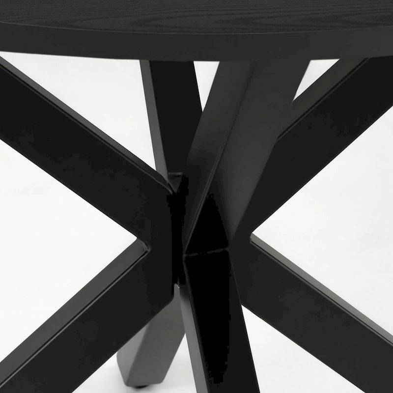 Black Round Dining Table, Pedestal Base, Seats 4