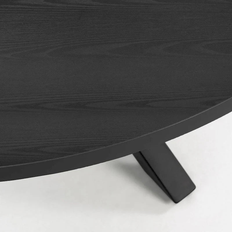 Black Round Dining Table, Pedestal Base, Seats 4