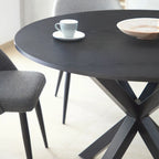 Black Round Dining Table, Pedestal Base, Seats 4