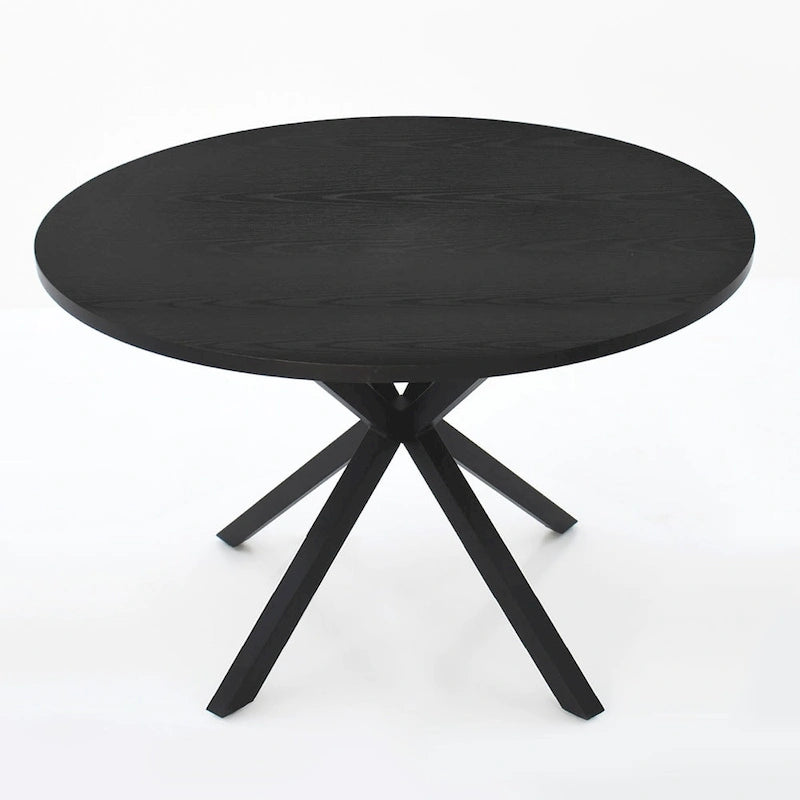 Black Round Dining Table, Pedestal Base, Seats 4