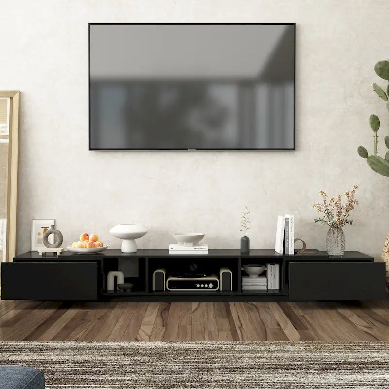 Black & White TV Stand with Drawers & Cable Management, 94.5 in.