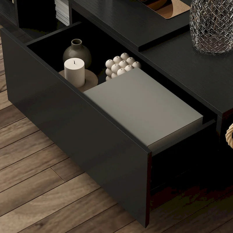 Black & White TV Stand with Drawers & Cable Management, 94.5 in.