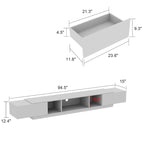 Black & White TV Stand with Drawers & Cable Management, 94.5 in.
