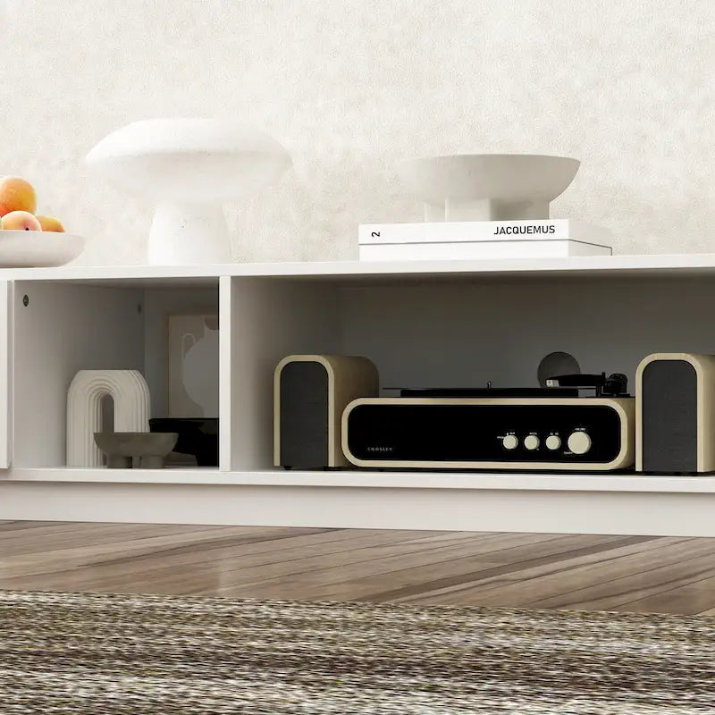 Black & White TV Stand with Drawers & Cable Management, 94.5 in.