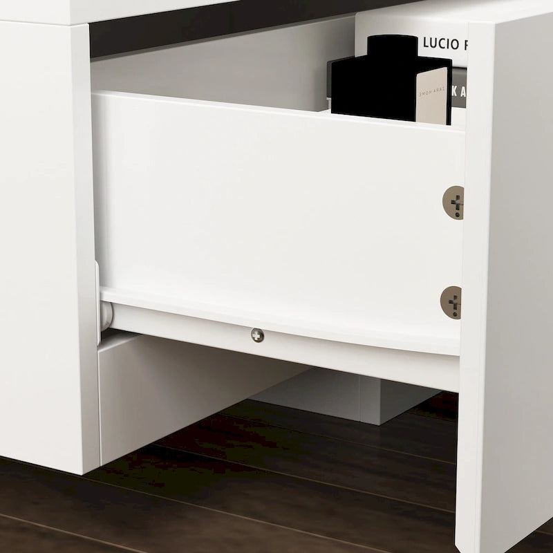 Black & White TV Stand with Drawers & Cable Management, 94.5 in.