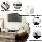 Black & White TV Stand with Drawers & Cable Management, 94.5 in.