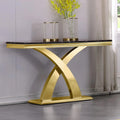 Gold & Silver Console Table, Double X-Base, 50 in.