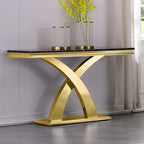 Gold & Silver Console Table, Double X-Base, 50 in.