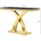 Gold & Silver Console Table, Double X-Base, 50 in.