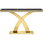 Gold & Silver Console Table, Double X-Base, 50 in.
