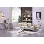 Gold & Silver Console Table, Double X-Base, 50 in.