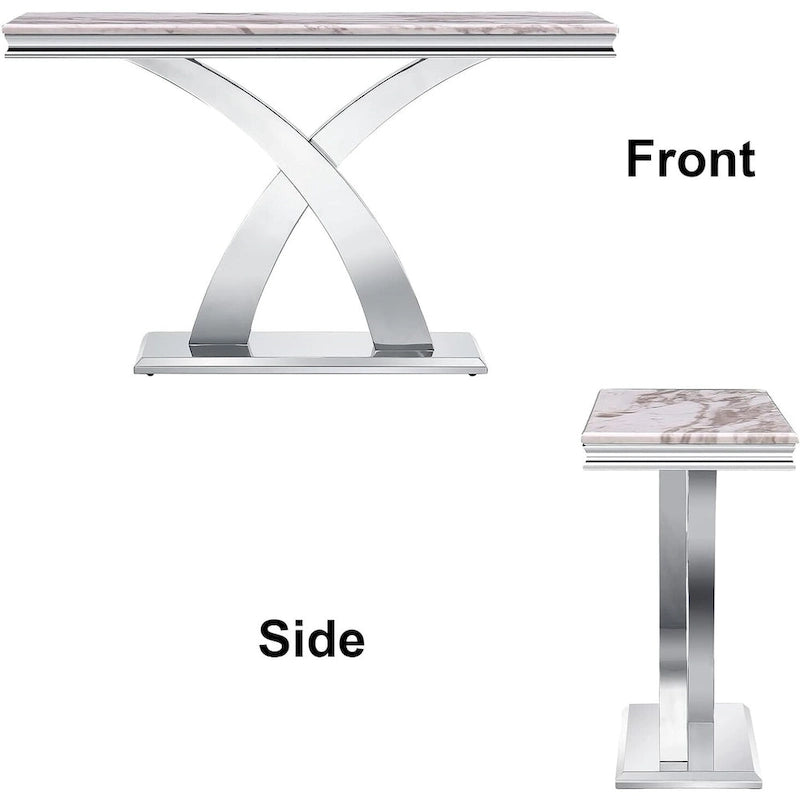 Gold & Silver Console Table, Double X-Base, 50 in.