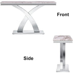 Gold & Silver Console Table, Double X-Base, 50 in.