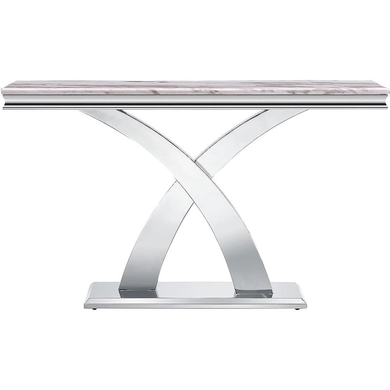 Gold & Silver Console Table, Double X-Base, 50 in.
