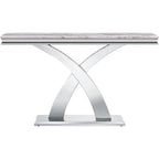 Gold & Silver Console Table, Double X-Base, 50 in.