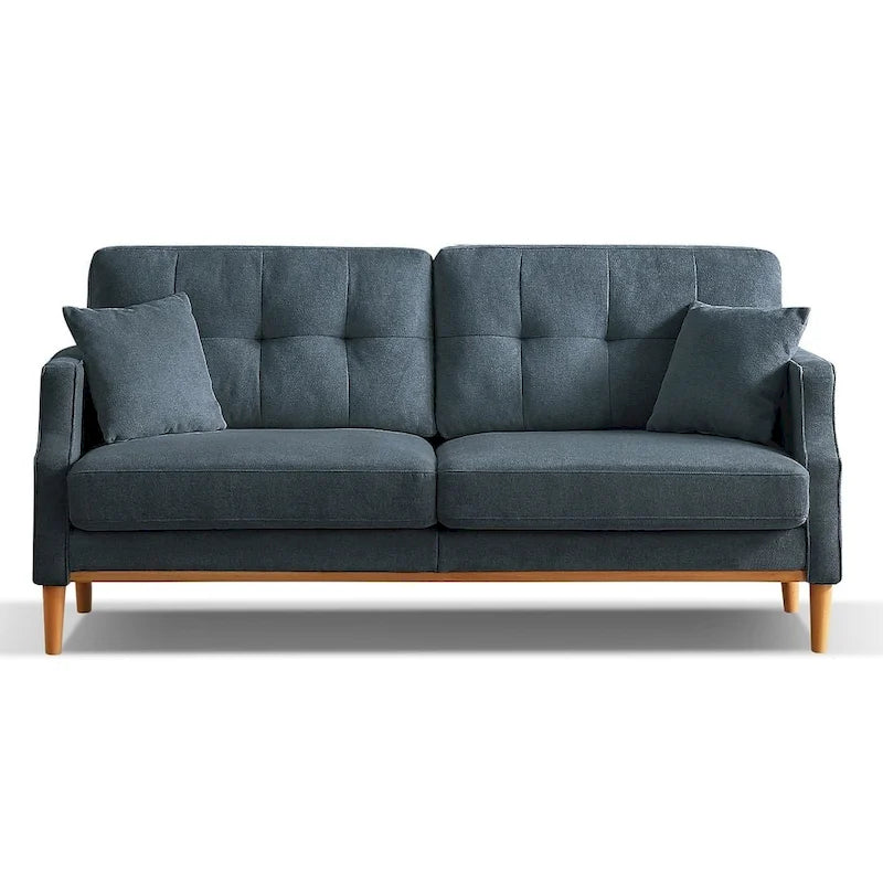 3-Seater Fabric Sofa with USB Port – Dark Blue / Light Grey / Blue / Yellow