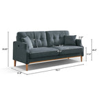 Canapé 3 places en tissu avec port USB – Bleu foncé / Gris clair / Bleu / Jaune