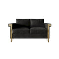 Velvet Upholstered Loveseat with Gold Accents, 2-Seater