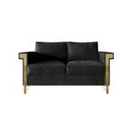 Velvet Upholstered Loveseat with Gold Accents, 2-Seater