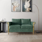 Velvet Upholstered Loveseat with Gold Accents, 2-Seater