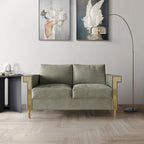 Velvet Upholstered Loveseat with Gold Accents, 2-Seater