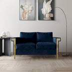 Velvet Upholstered Loveseat with Gold Accents, 2-Seater