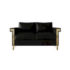 Velvet Upholstered Loveseat with Gold Accents, 2-Seater