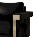 Velvet Upholstered Loveseat with Gold Accents, 2-Seater