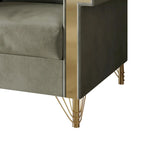 Velvet Upholstered Loveseat with Gold Accents, 2-Seater