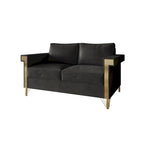 Velvet Upholstered Loveseat with Gold Accents, 2-Seater