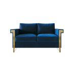 Velvet Upholstered Loveseat with Gold Accents, 2-Seater