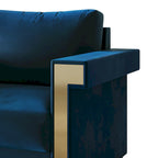 Velvet Upholstered Loveseat with Gold Accents, 2-Seater