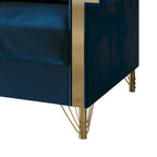 Velvet Upholstered Loveseat with Gold Accents, 2-Seater