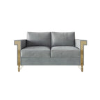 Velvet Upholstered Loveseat with Gold Accents, 2-Seater