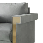 Velvet Upholstered Loveseat with Gold Accents, 2-Seater