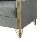 Velvet Upholstered Loveseat with Gold Accents, 2-Seater
