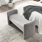 H-Frame Upholstered Bedroom Bench, Grey Teddy / Ivory / Black, 1-Seat