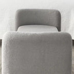 H-Frame Upholstered Bedroom Bench, Grey Teddy / Ivory / Black, 1-Seat
