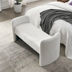 H-Frame Upholstered Bedroom Bench, Grey Teddy / Ivory / Black, 1-Seat