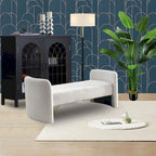 H-Frame Upholstered Bedroom Bench, Grey Teddy / Ivory / Black, 1-Seat