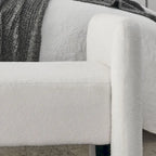 H-Frame Upholstered Bedroom Bench, Grey Teddy / Ivory / Black, 1-Seat