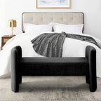 H-Frame Upholstered Bedroom Bench, Grey Teddy / Ivory / Black, 1-Seat