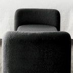 H-Frame Upholstered Bedroom Bench, Grey Teddy / Ivory / Black, 1-Seat